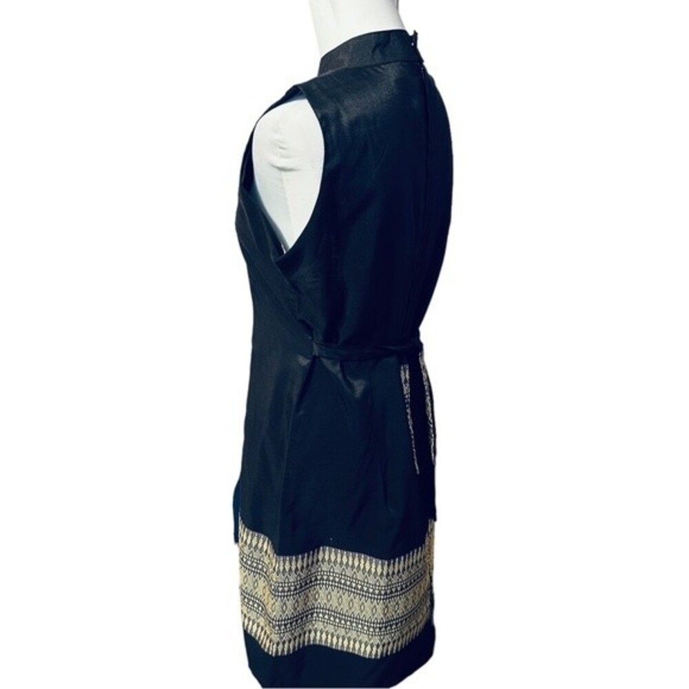 King Thai Silk Black Gold Dress Sz XL - Picture 8 of 13